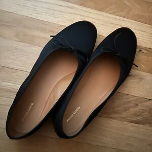 NWT Mansur Gavriel Dream Ballerina Flats - Black Satin 38.5